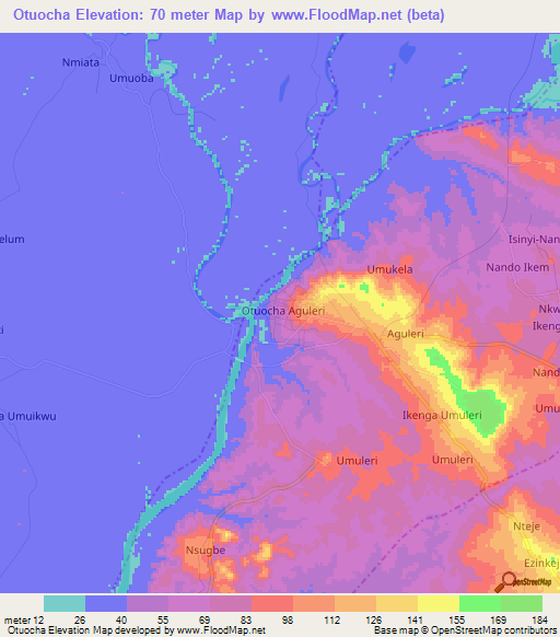 Otuocha,Nigeria Elevation Map