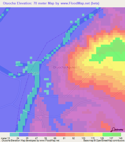 Otuocha,Nigeria Elevation Map