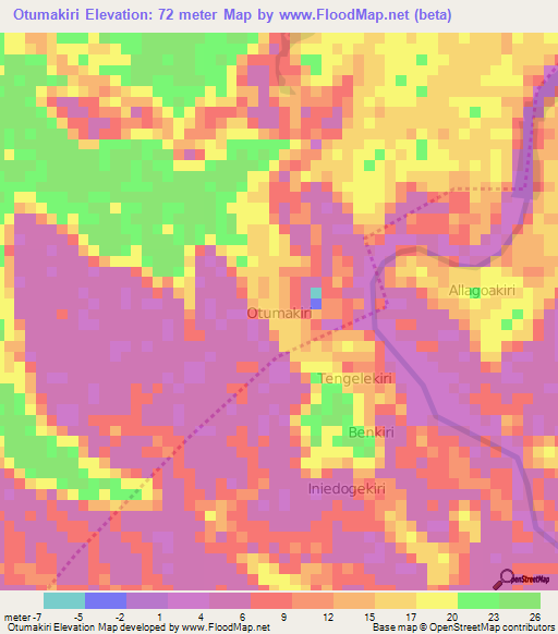 Otumakiri,Nigeria Elevation Map