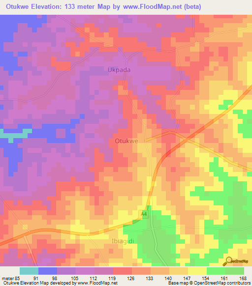 Otukwe,Nigeria Elevation Map