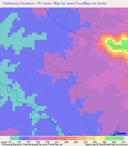 Otukwang,Nigeria Elevation Map