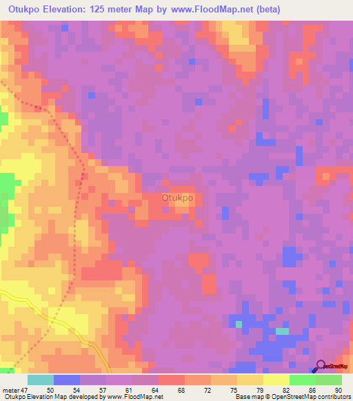 Otukpo,Nigeria Elevation Map