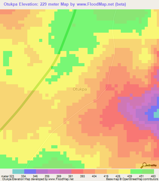 Otukpa,Nigeria Elevation Map