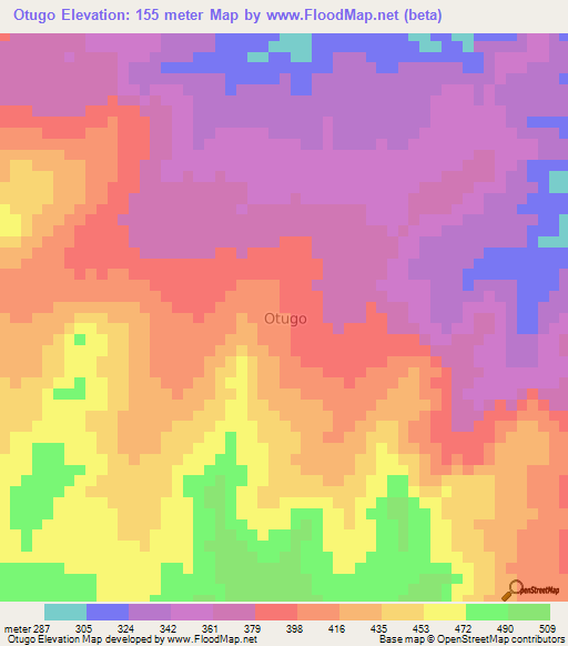 Otugo,Nigeria Elevation Map