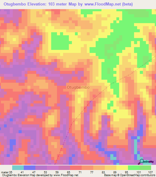 Otugbembo,Nigeria Elevation Map