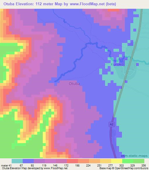 Otuba,Nigeria Elevation Map