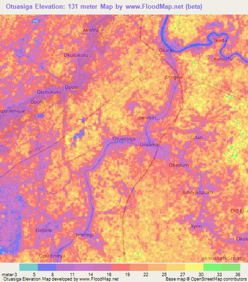 Otuasiga,Nigeria Elevation Map