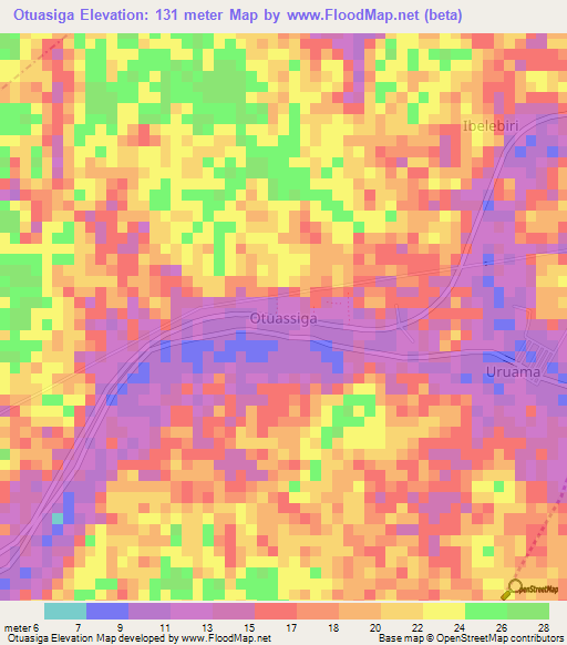 Otuasiga,Nigeria Elevation Map