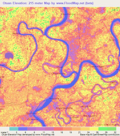 Otuan,Nigeria Elevation Map