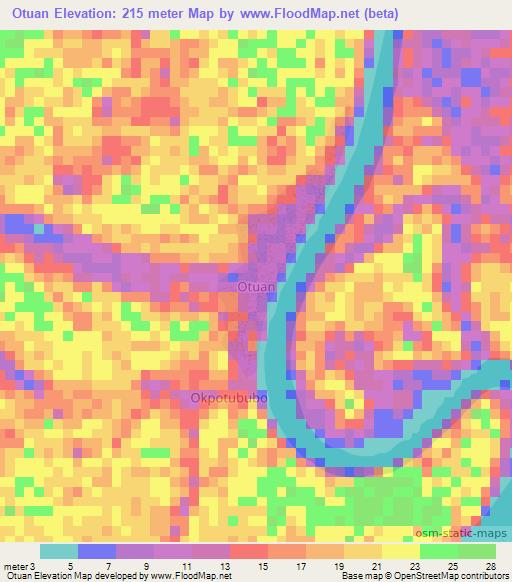 Otuan,Nigeria Elevation Map