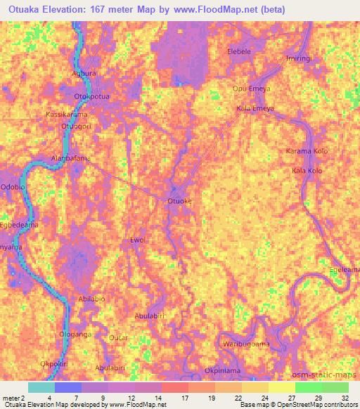 Otuaka,Nigeria Elevation Map