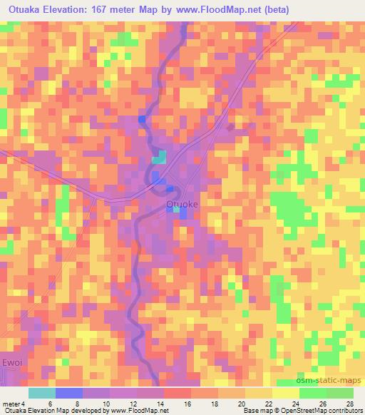 Otuaka,Nigeria Elevation Map