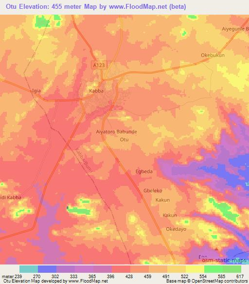 Otu,Nigeria Elevation Map