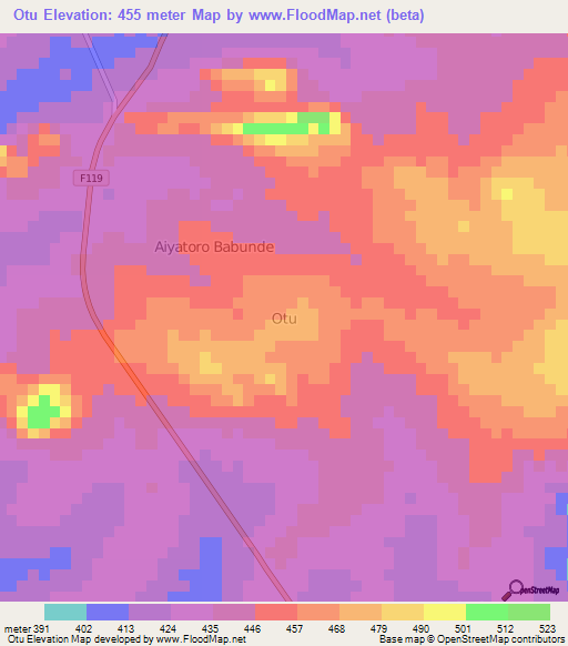 Otu,Nigeria Elevation Map