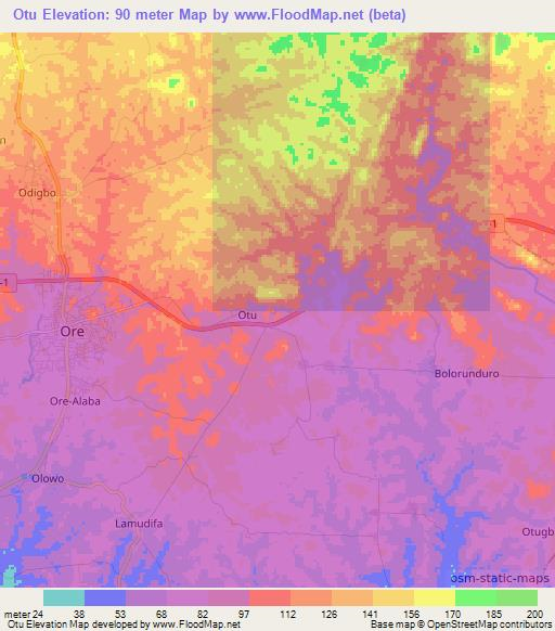 Otu,Nigeria Elevation Map