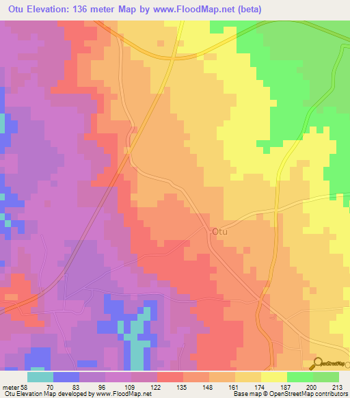 Otu,Nigeria Elevation Map