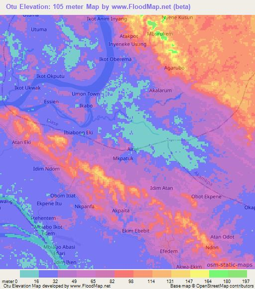 Otu,Nigeria Elevation Map