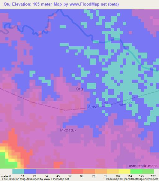 Otu,Nigeria Elevation Map