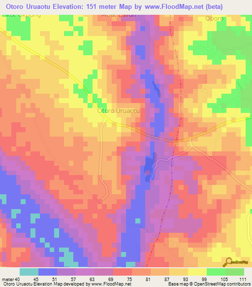 Otoro Uruaotu,Nigeria Elevation Map