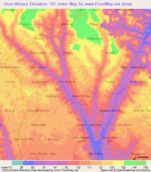 Otoro-Nchara,Nigeria Elevation Map