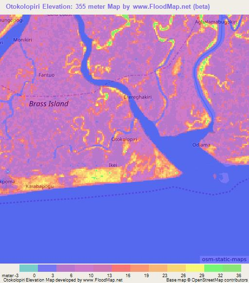 Otokolopiri,Nigeria Elevation Map