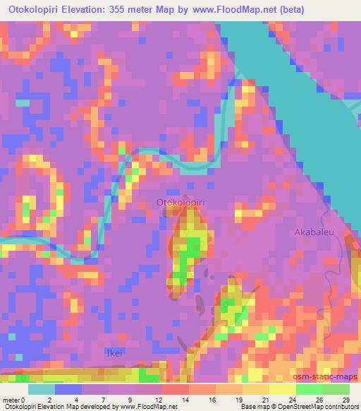 Otokolopiri,Nigeria Elevation Map