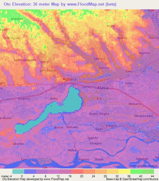 Oto,Nigeria Elevation Map