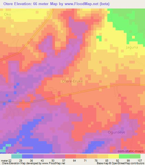 Otere,Nigeria Elevation Map