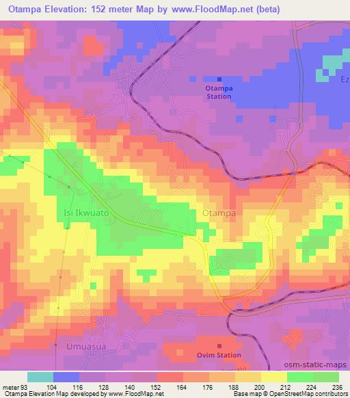 Otampa,Nigeria Elevation Map