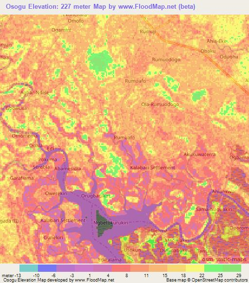 Osogu,Nigeria Elevation Map