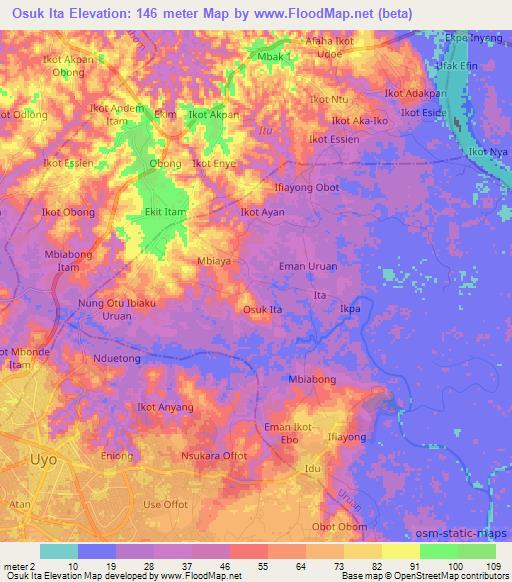 Osuk Ita,Nigeria Elevation Map