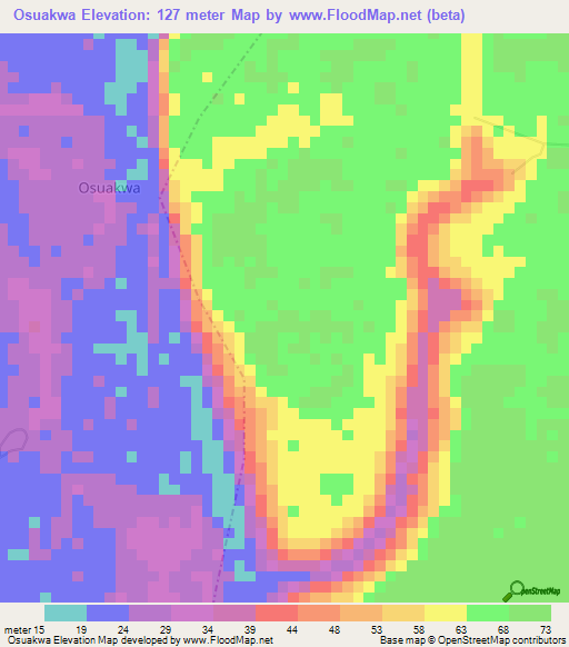 Osuakwa,Nigeria Elevation Map