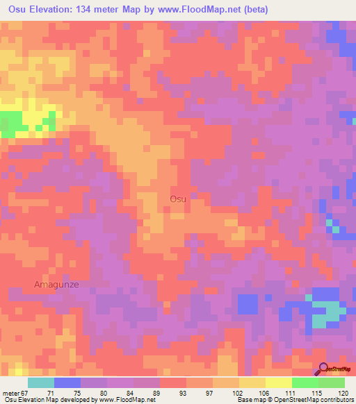 Osu,Nigeria Elevation Map