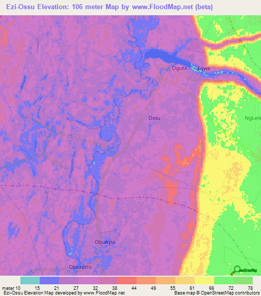 Ezi-Ossu,Nigeria Elevation Map