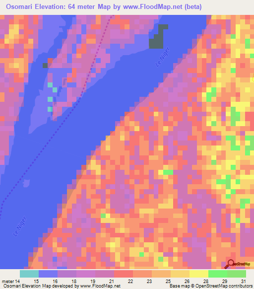 Osomari,Nigeria Elevation Map