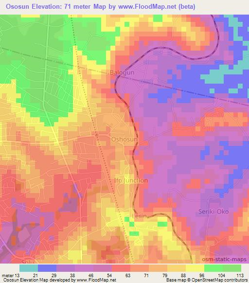 Ososun,Nigeria Elevation Map