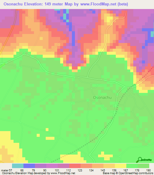 Osonachu,Nigeria Elevation Map