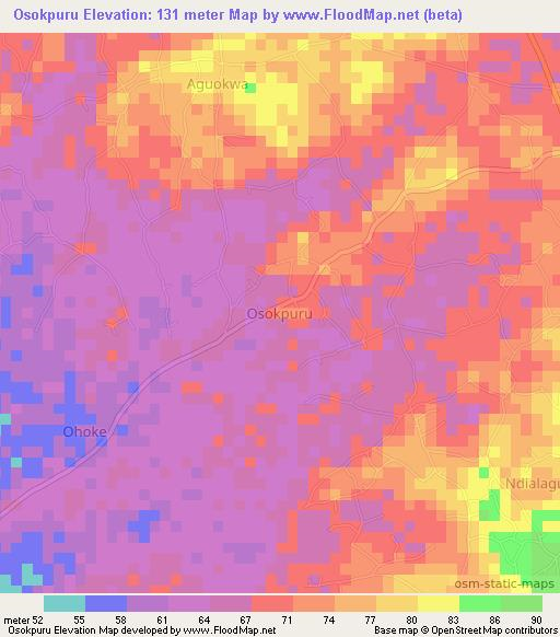 Osokpuru,Nigeria Elevation Map