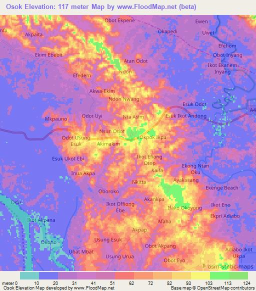 Osok,Nigeria Elevation Map