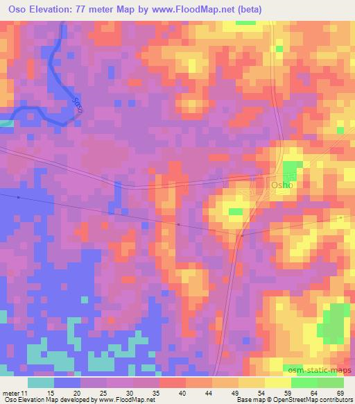 Oso,Nigeria Elevation Map