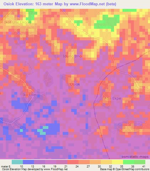 Osiok,Nigeria Elevation Map