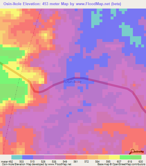 Osin-Ikole,Nigeria Elevation Map