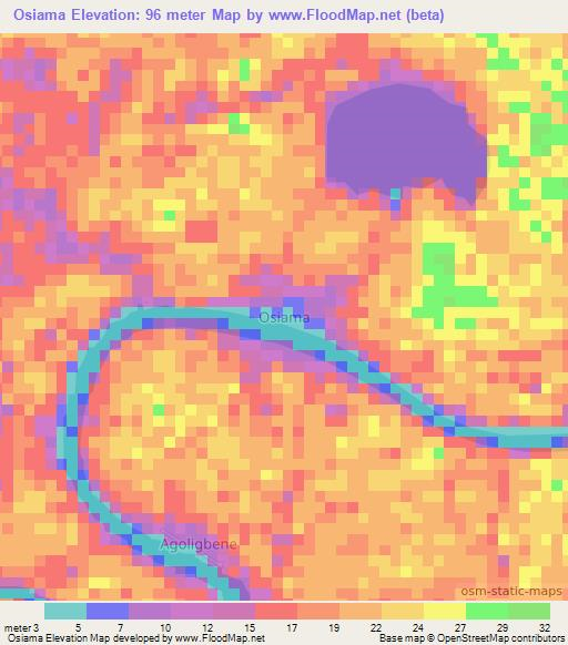 Osiama,Nigeria Elevation Map