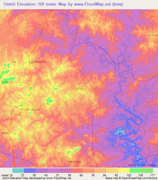 Oshiri,Nigeria Elevation Map