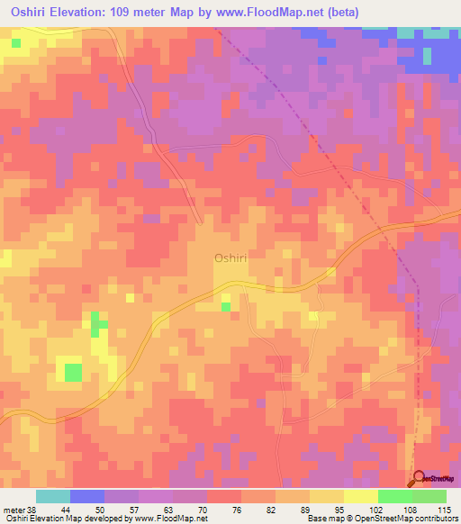 Oshiri,Nigeria Elevation Map