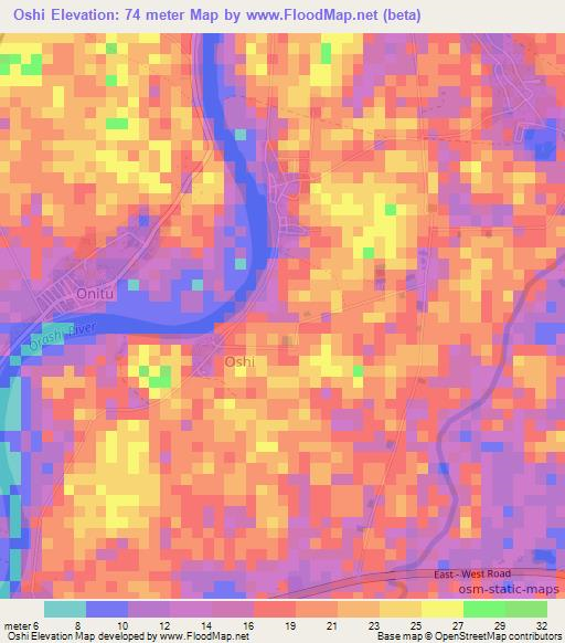 Oshi,Nigeria Elevation Map