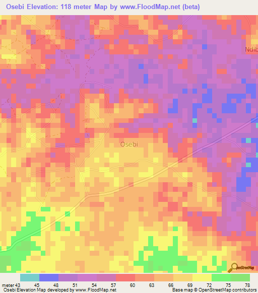 Osebi,Nigeria Elevation Map