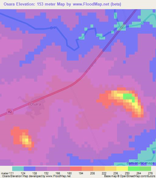 Osara,Nigeria Elevation Map