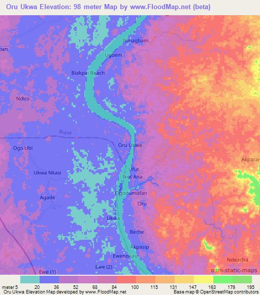 Oru Ukwa,Nigeria Elevation Map