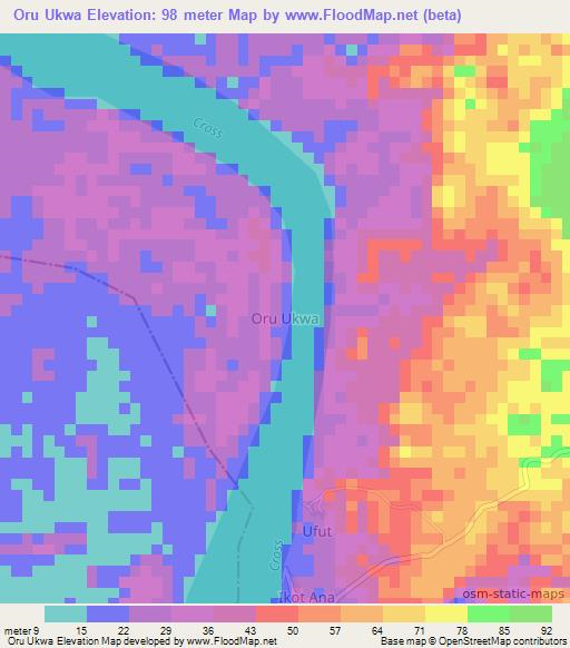 Oru Ukwa,Nigeria Elevation Map